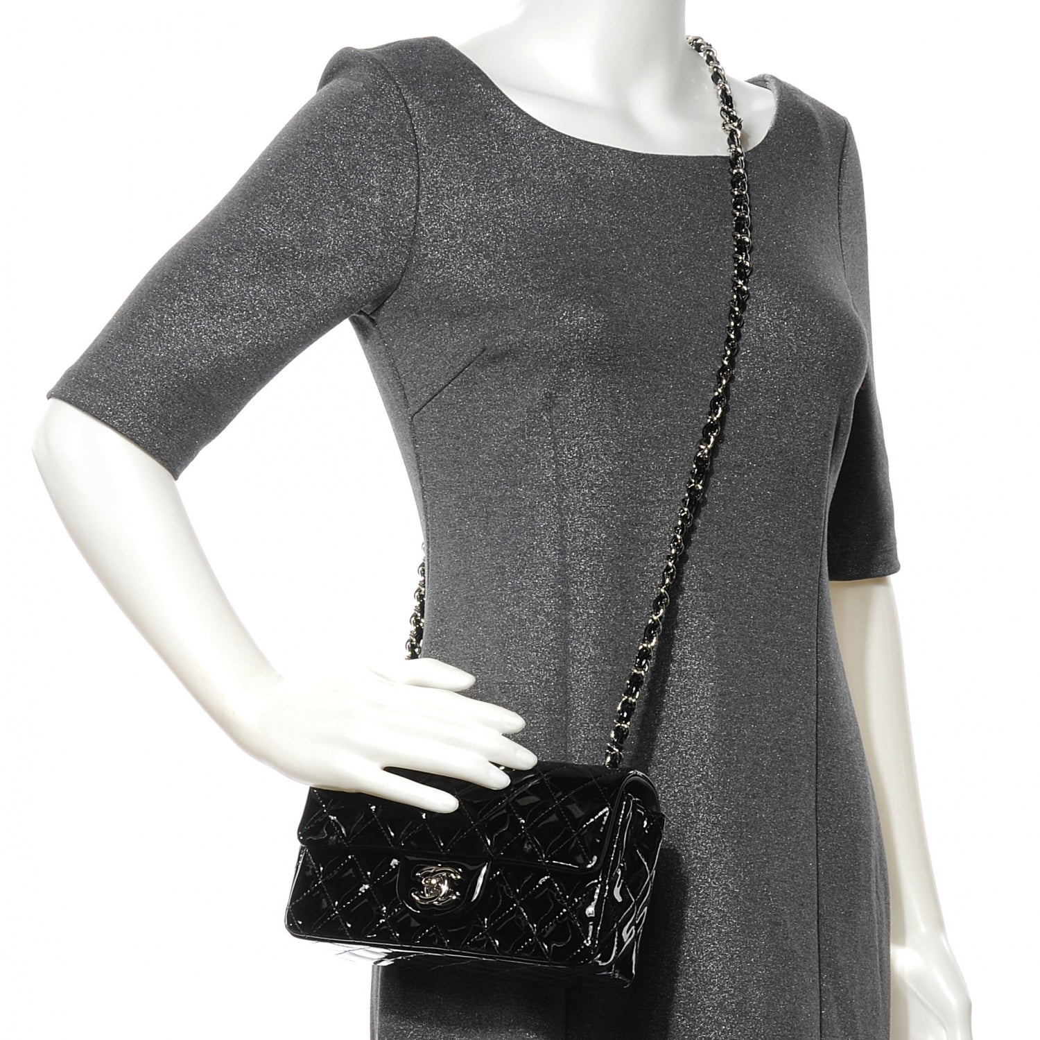 Chanel Patent Quilted Mini Flap Black 2 of 8