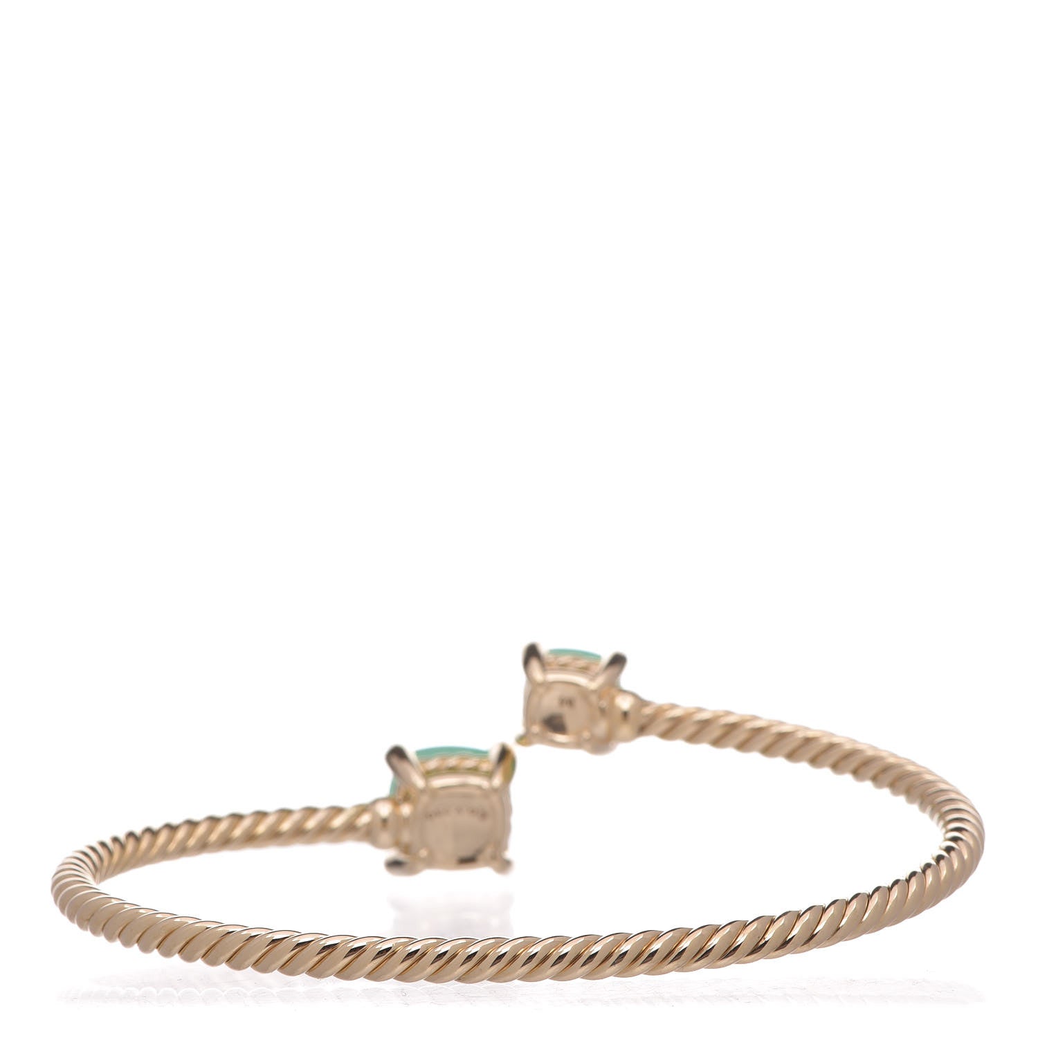 David Yurman 18K Yellow Gold Diamond Chrysoprase Chatelaine Bypass Bracelet 3 of 5