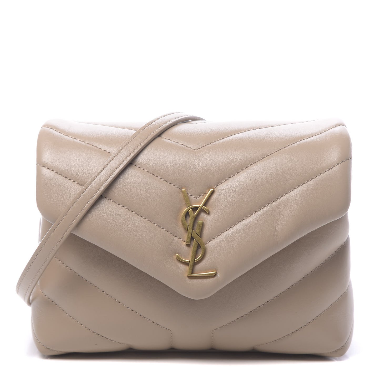 Calfskin Y Quilted Monogram Toy Loulou Crossbody Bag Dark Beige
