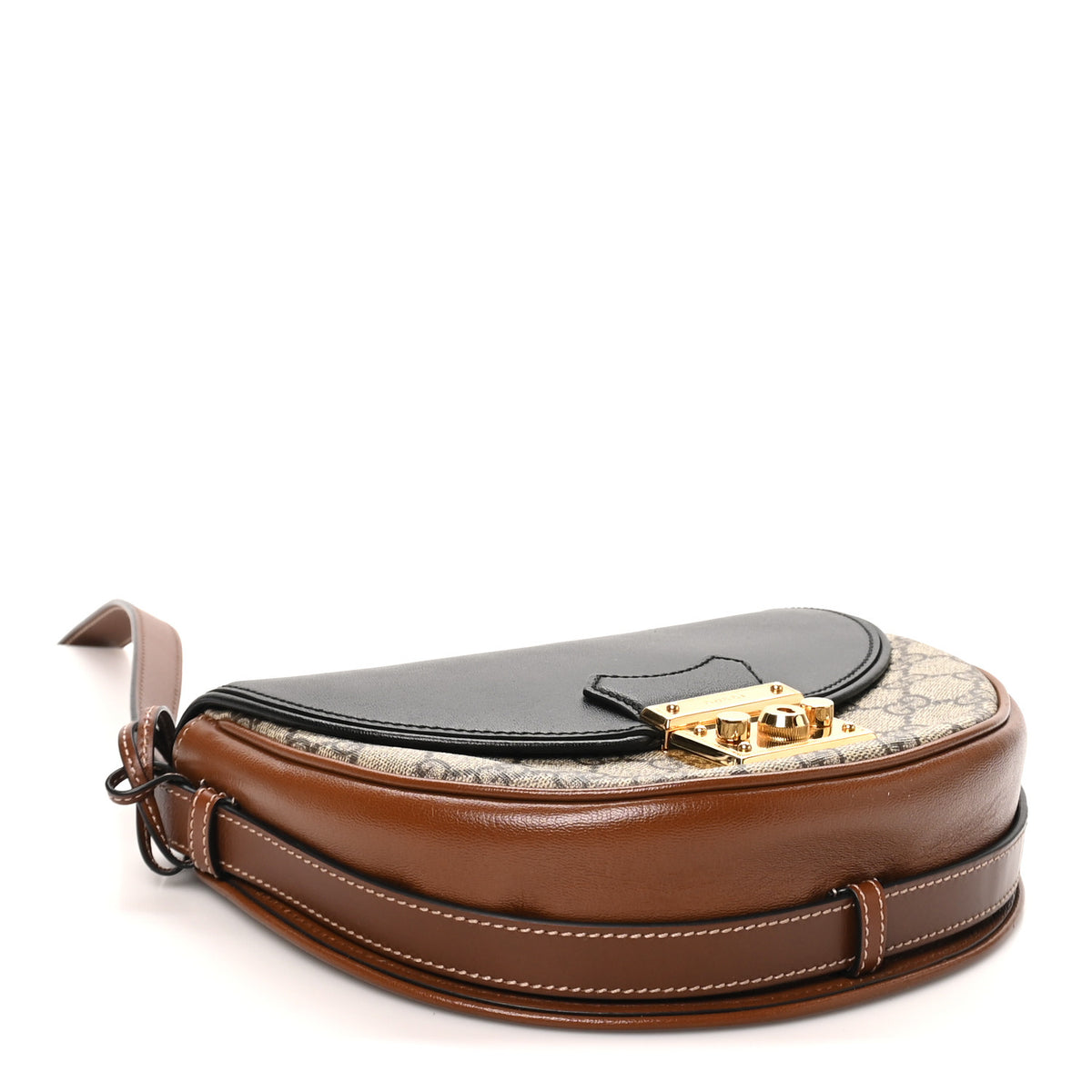 Gucci GG Supreme Monogram Calfskin Small Padlock Messenger Shoulder Bag Beige Black Cuir 4 of 10