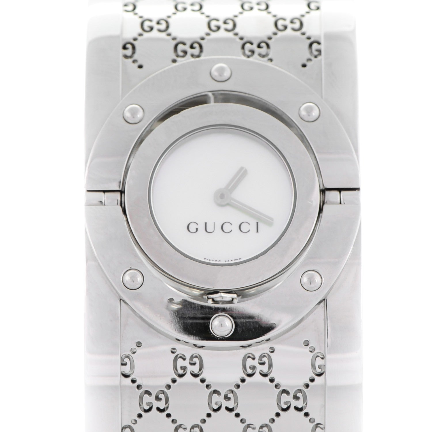 Gucci Stainless Steel Mother of Pearl 33mm Twirl Quartz Watch 1 of 8