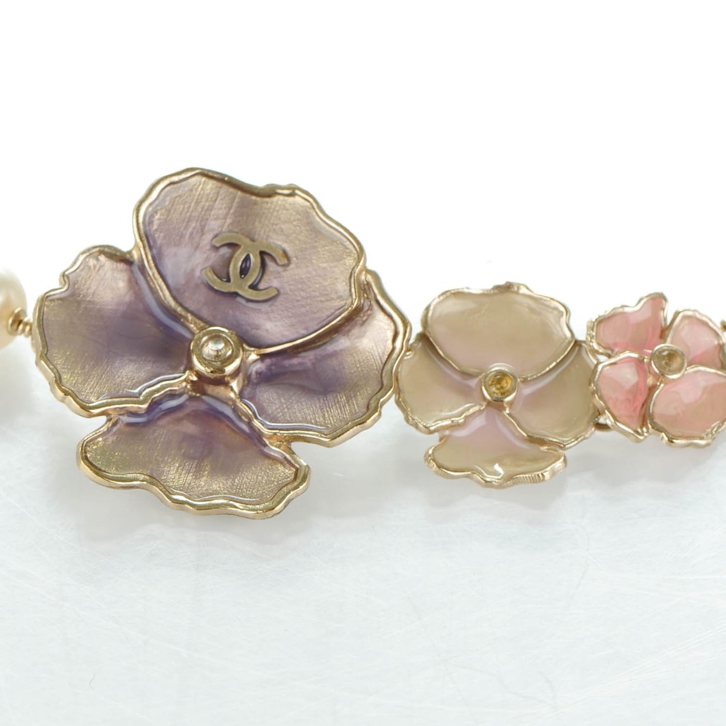 Pearl Enamel Crystal Camellia CC Headband