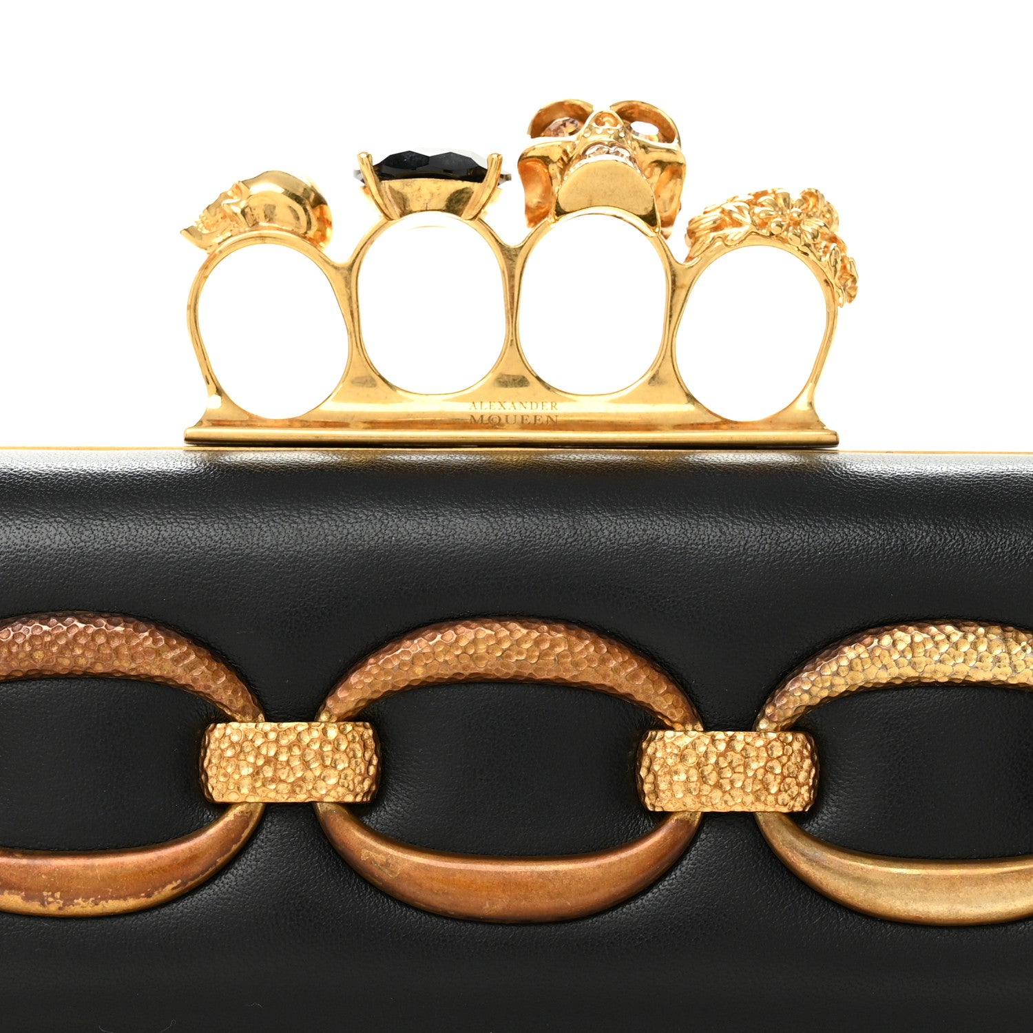Alexander McQueen Nappa Chain Knuckle Box Clutch Black 7 of 9