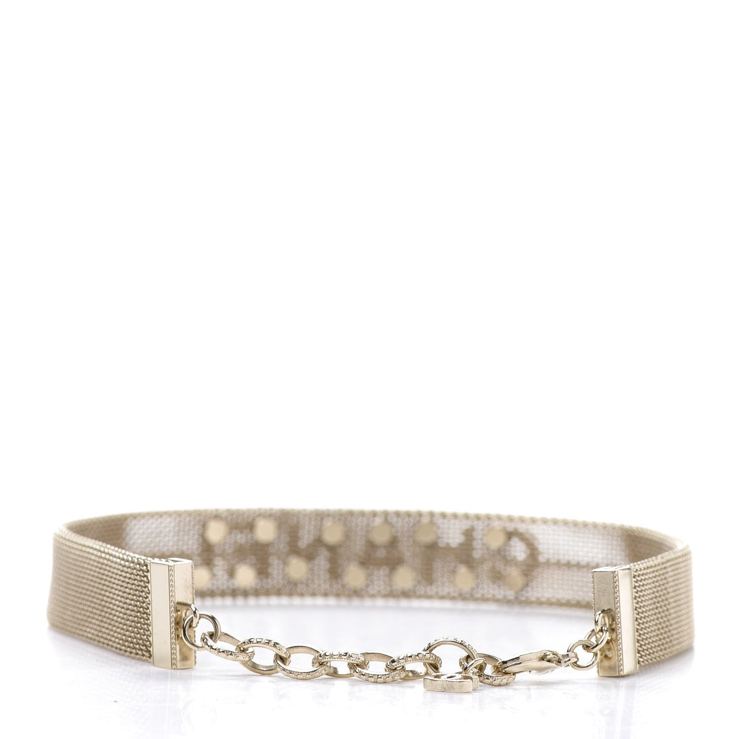 Chanel Mesh Ribbon Choker Necklace Gold 5 of 10