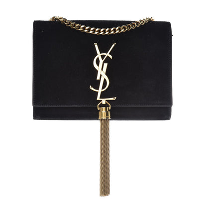 Saint Laurent Suede Small Classic Monogram Kate Tassel Satchel Black 1 of 21
