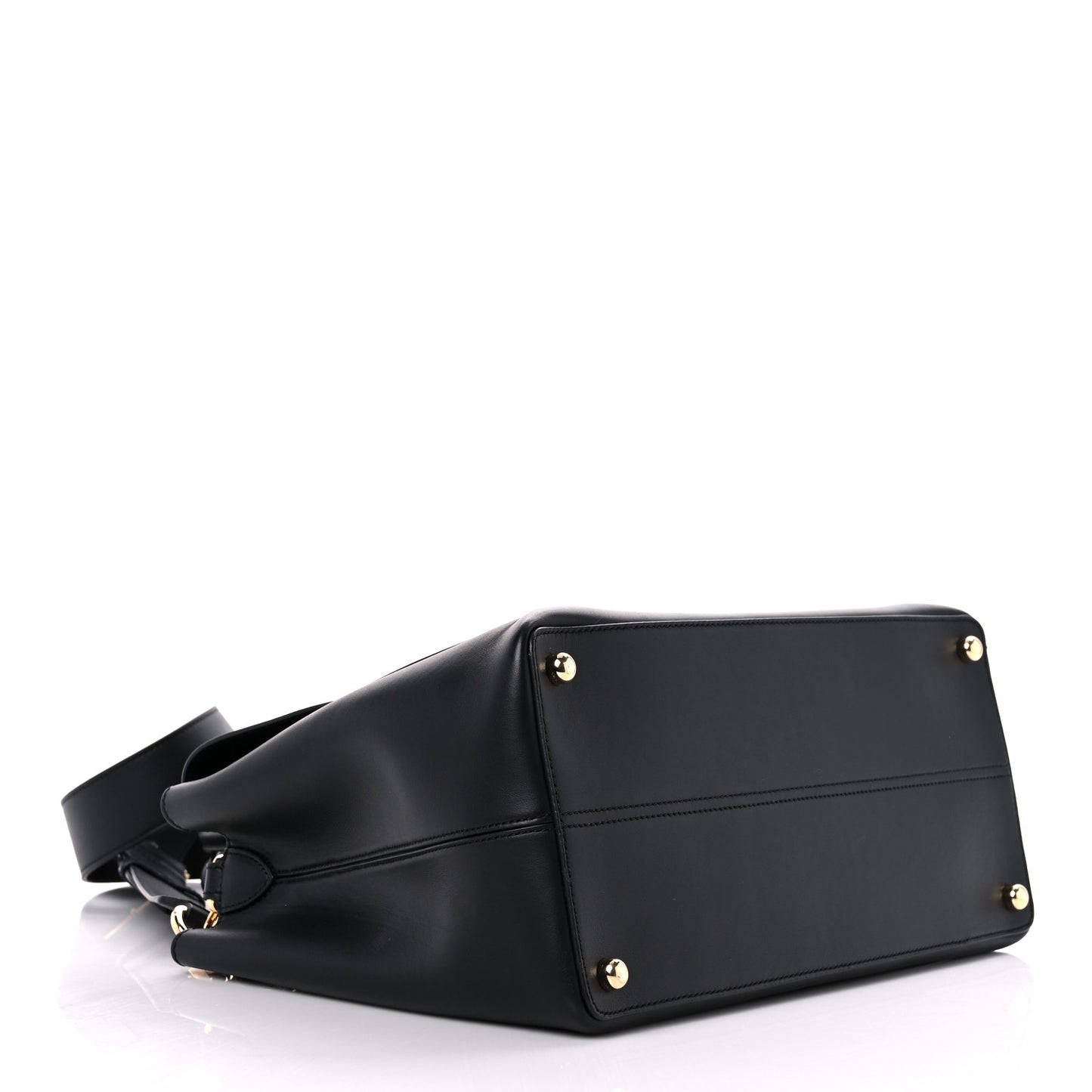 Smooth Bonded Calfskin Large Saddle Tote Black