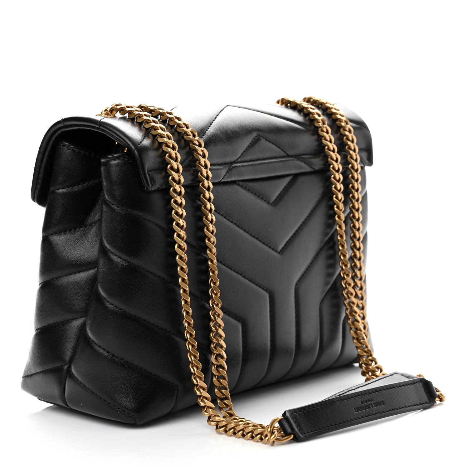 Saint Laurent Calfskin Y Quilted Monogram Small Loulou Chain Satchel Black 3 of 9