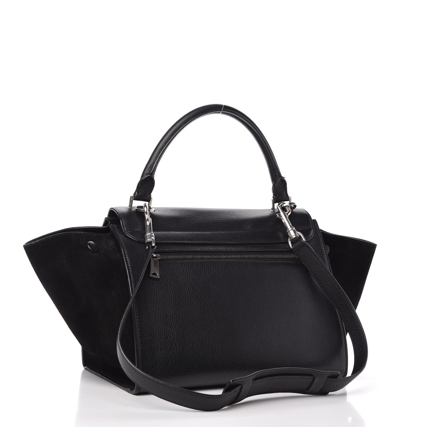 Celine Drummed Calfskin Suede Small Trapeze Black 3 of 10