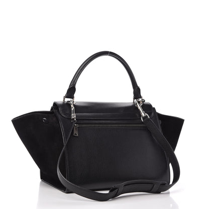 Celine Drummed Calfskin Suede Small Trapeze Black 3 of 10