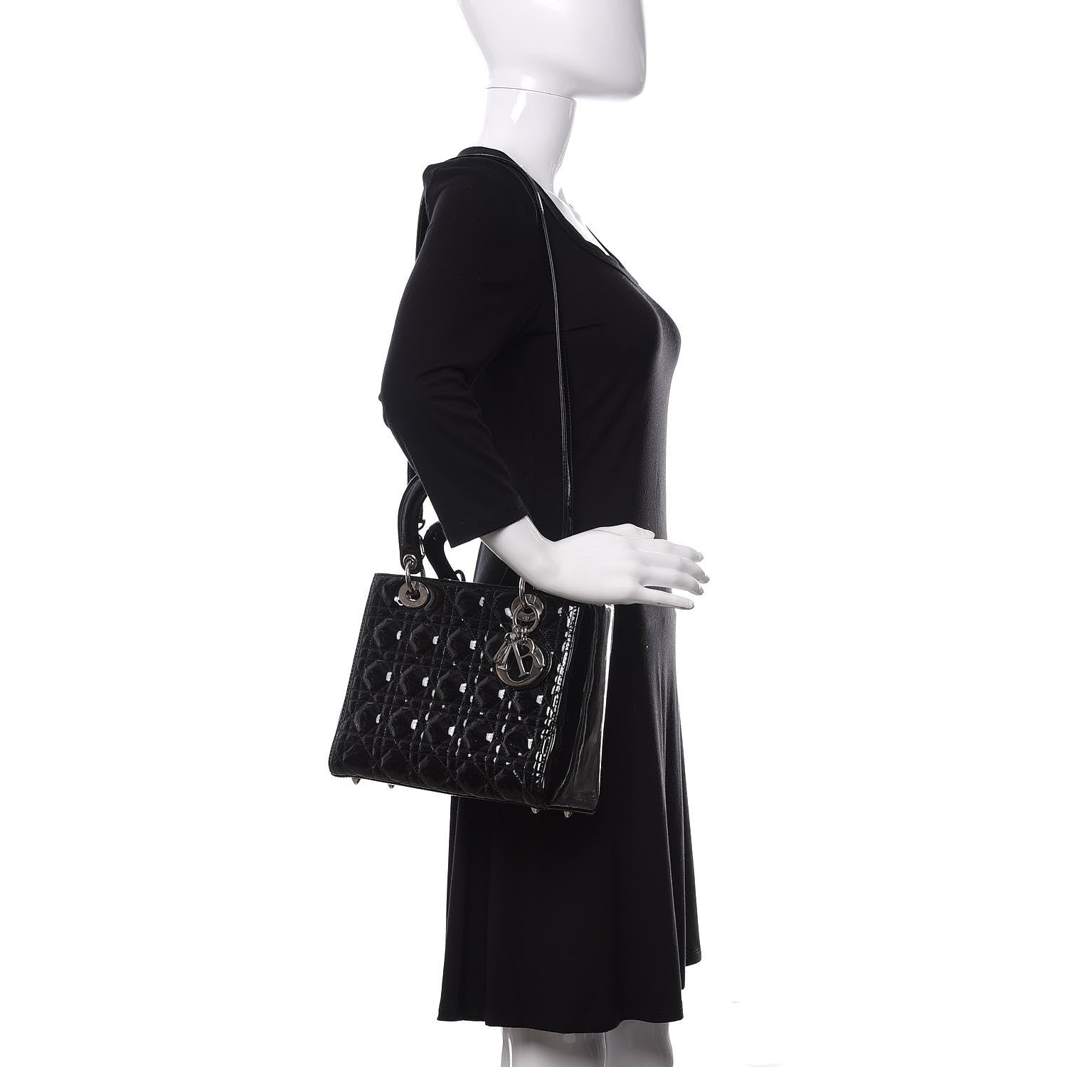 Christian Dior Patent Cannage Medium Lady Dior Black 2 of 10