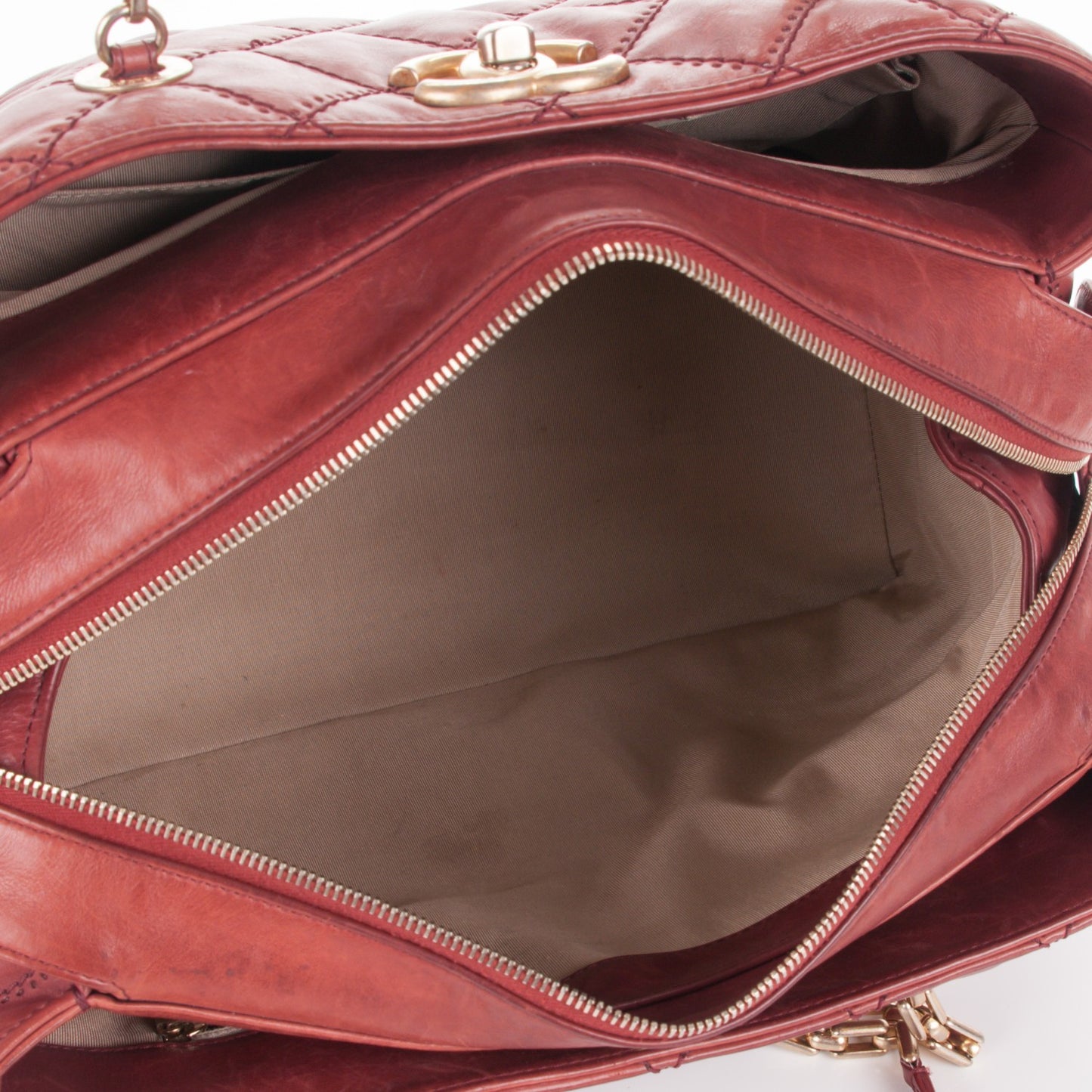 Calfskin Quilted Medium Retro Chain Tote Red