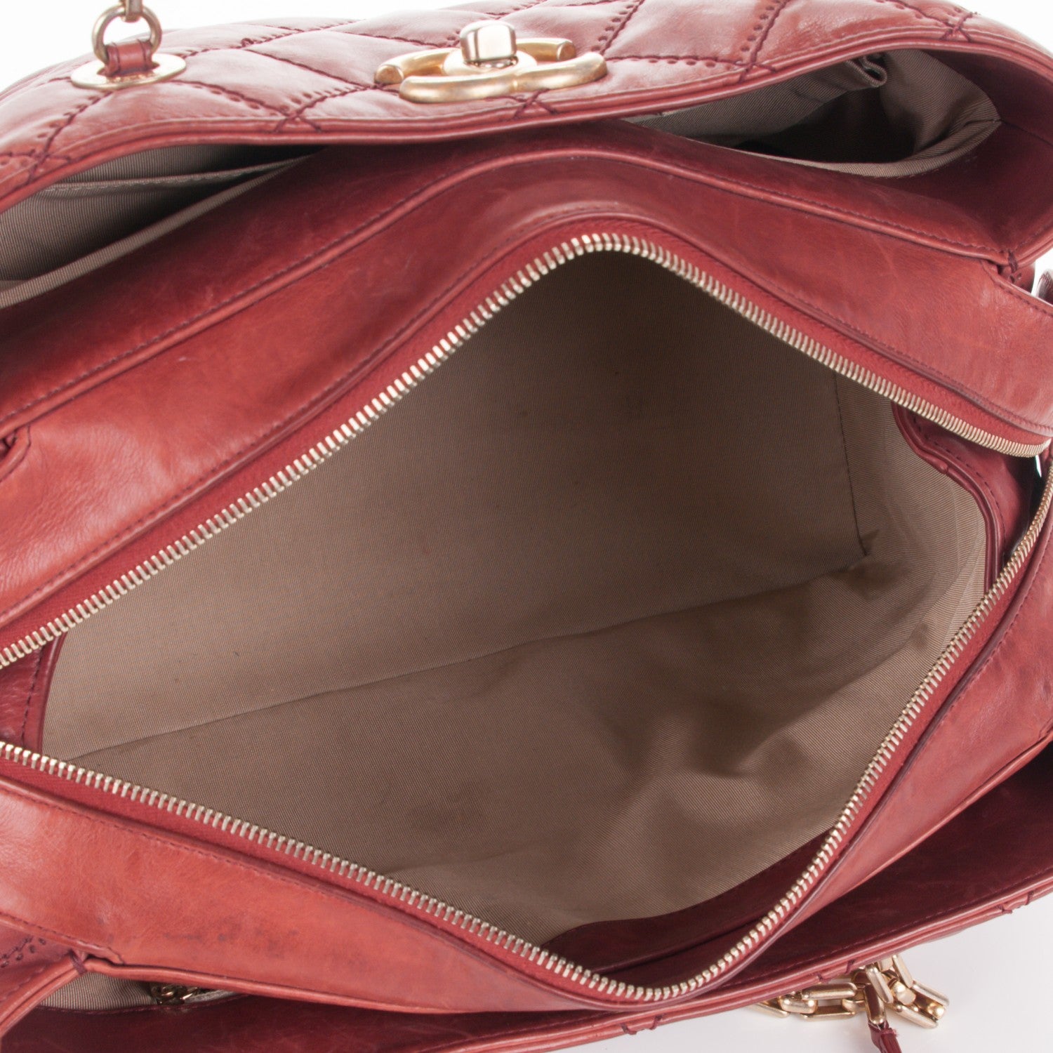Chanel Calfskin Quilted Medium Retro Chain Tote Red 5 of 9