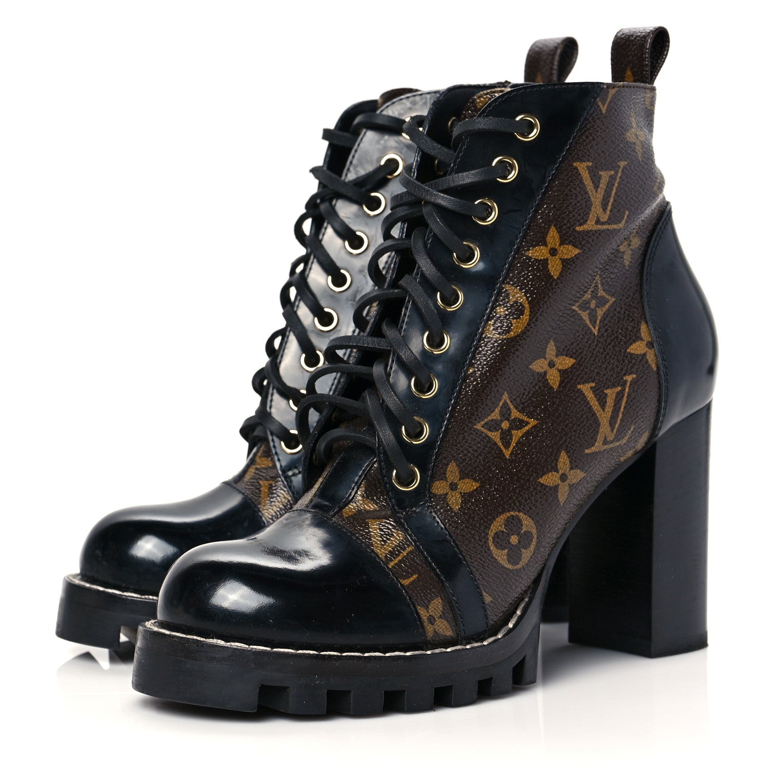 Louis Vuitton Patent Calfskin Monogram Star Trail Ankle Boots 38.5 Black 3 of 6