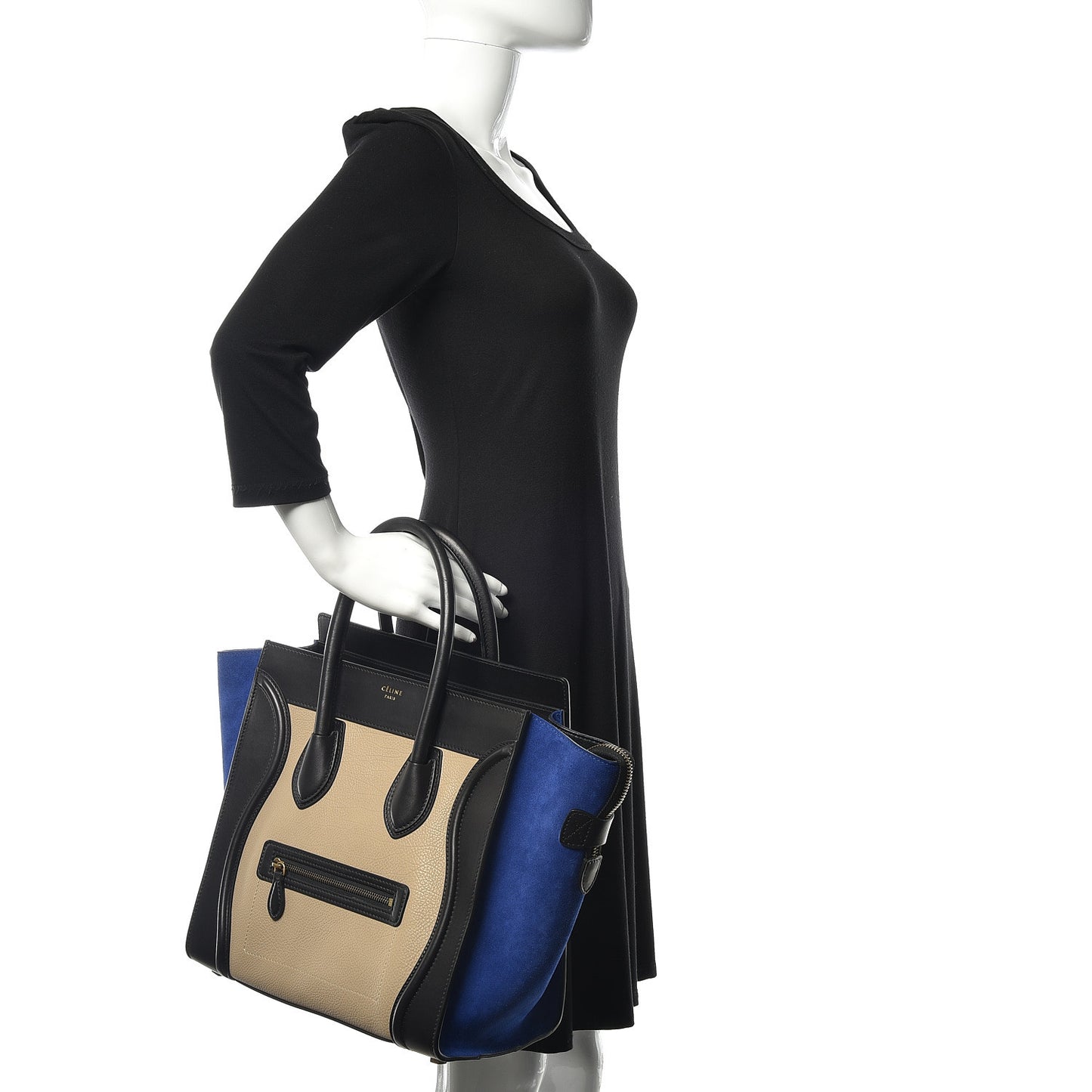 Elephant Calfskin Suede Mini Tri-Color Luggage Sand