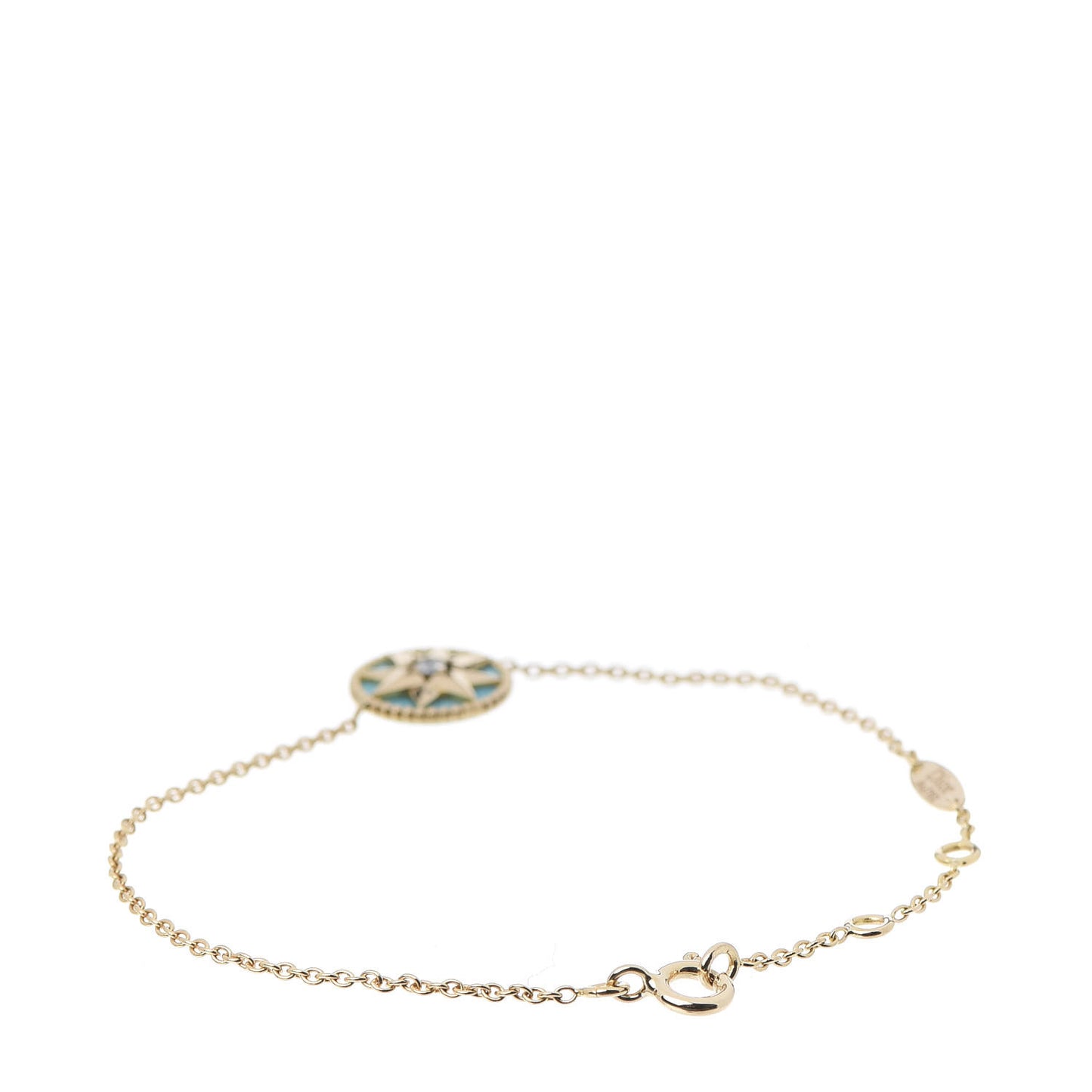 18K Yellow Gold Diamond Turquoise Rose Des Vents Bracelet