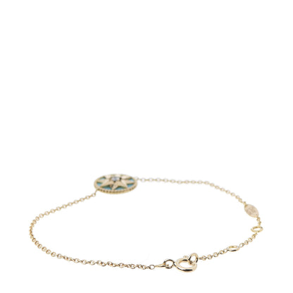 Christian Dior 18K Yellow Gold Diamond Turquoise Rose Des Vents Bracelet 3 of 5