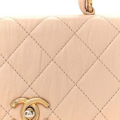 Chanel Crumpled Lambskin Quilted Small CC Links Top Handle Flap Beige 8 of 18