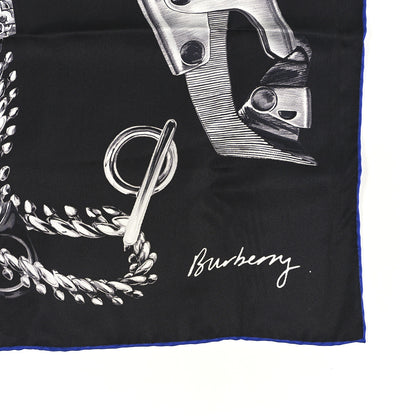 Burberry Silk Knight Clip Square Scarf Black Blue 4 of 8