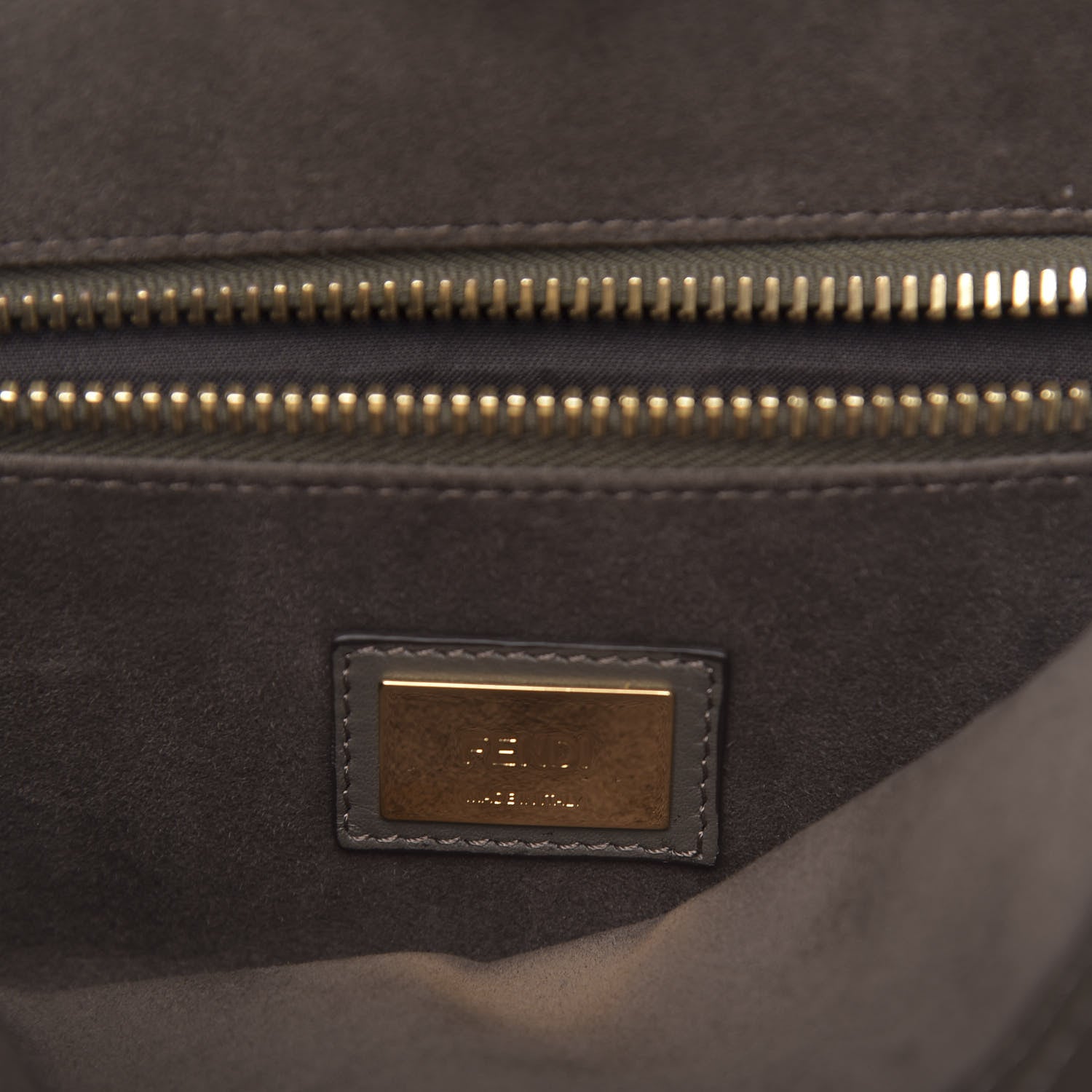 Fendi Calfskin Geometric Embroidered Large Peekaboo Iconic Satchel Grey 7 of 11