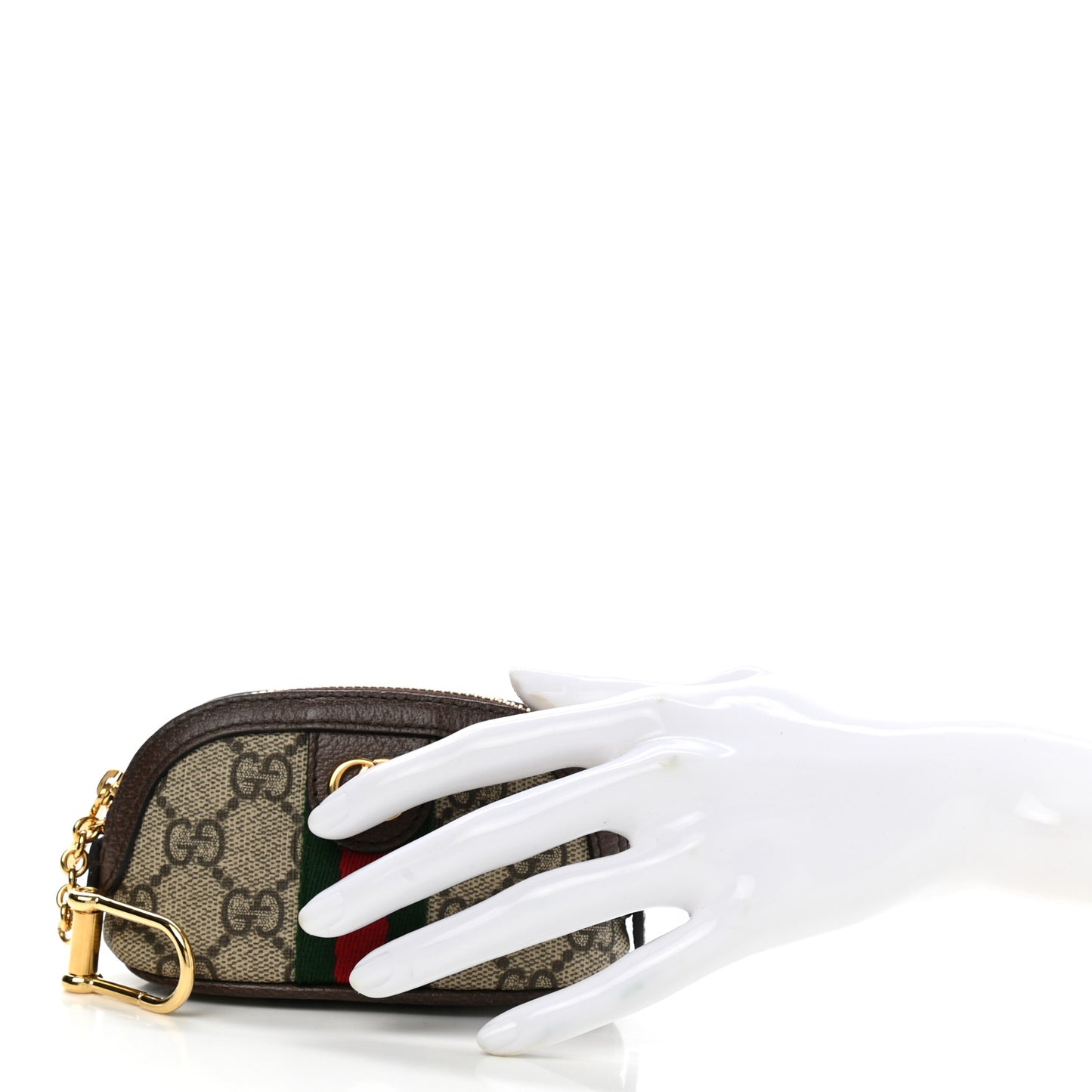 GG Supreme Monogram Web Ophidia Dome Key Pouch Beige New Acero