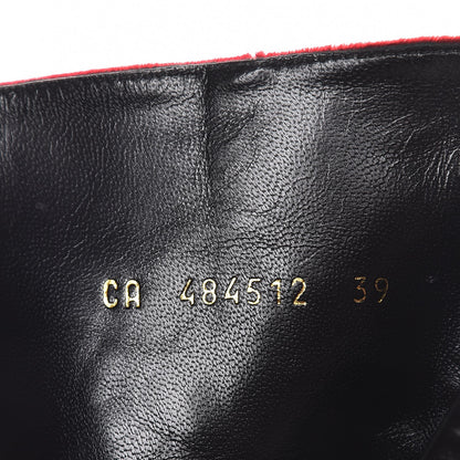 Saint Laurent Velvet Loulou Ankle Boots 39 Rouge Eros 7 of 9