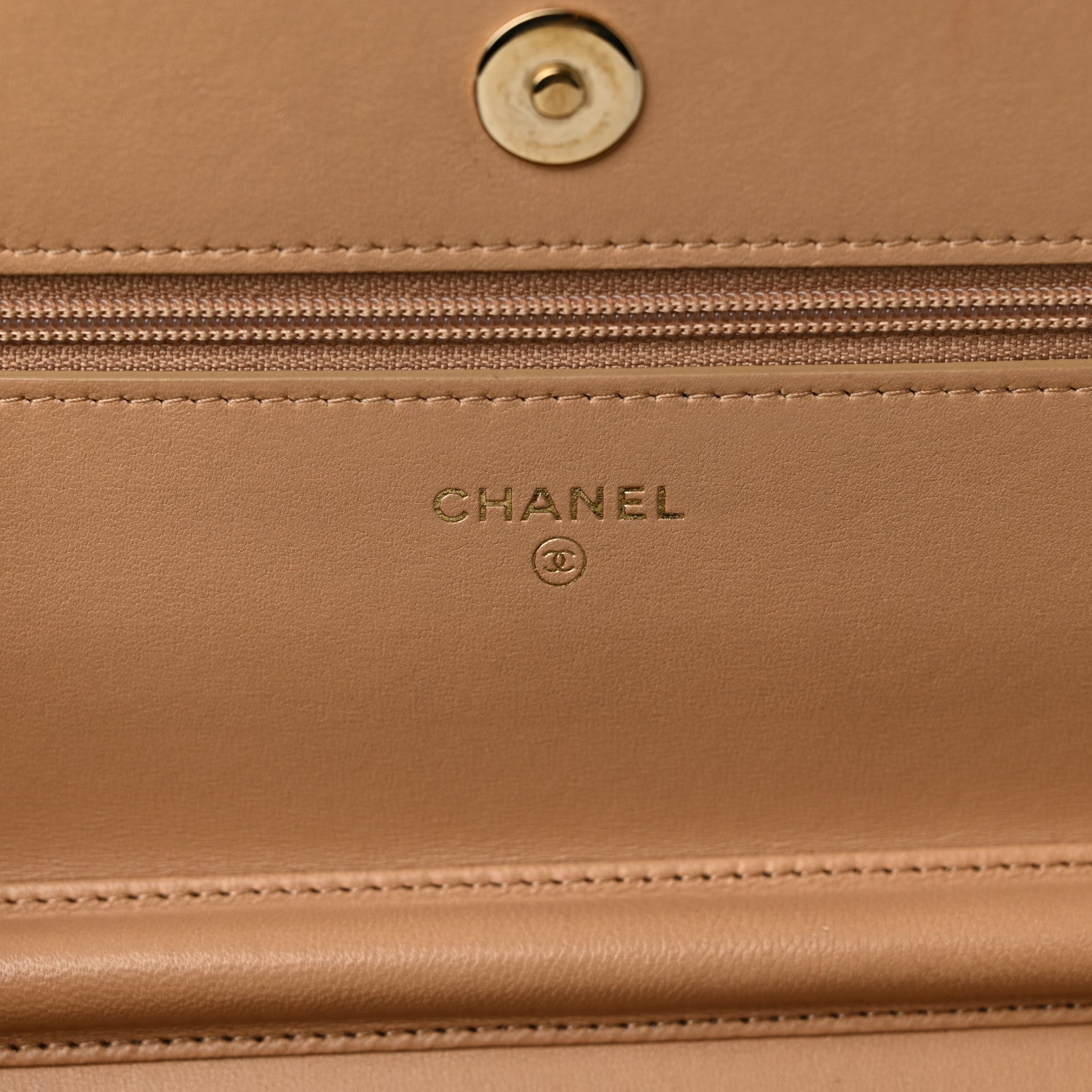 Chanel Lambskin Quilted Chain Around Wallet On Chain WOC Beige 6 of 11