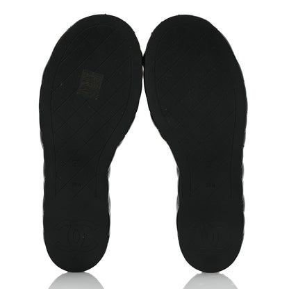 Chanel Lambskin Quilted Camelia CC Wedge Sandal Mules 39.5 Black 7 of 13