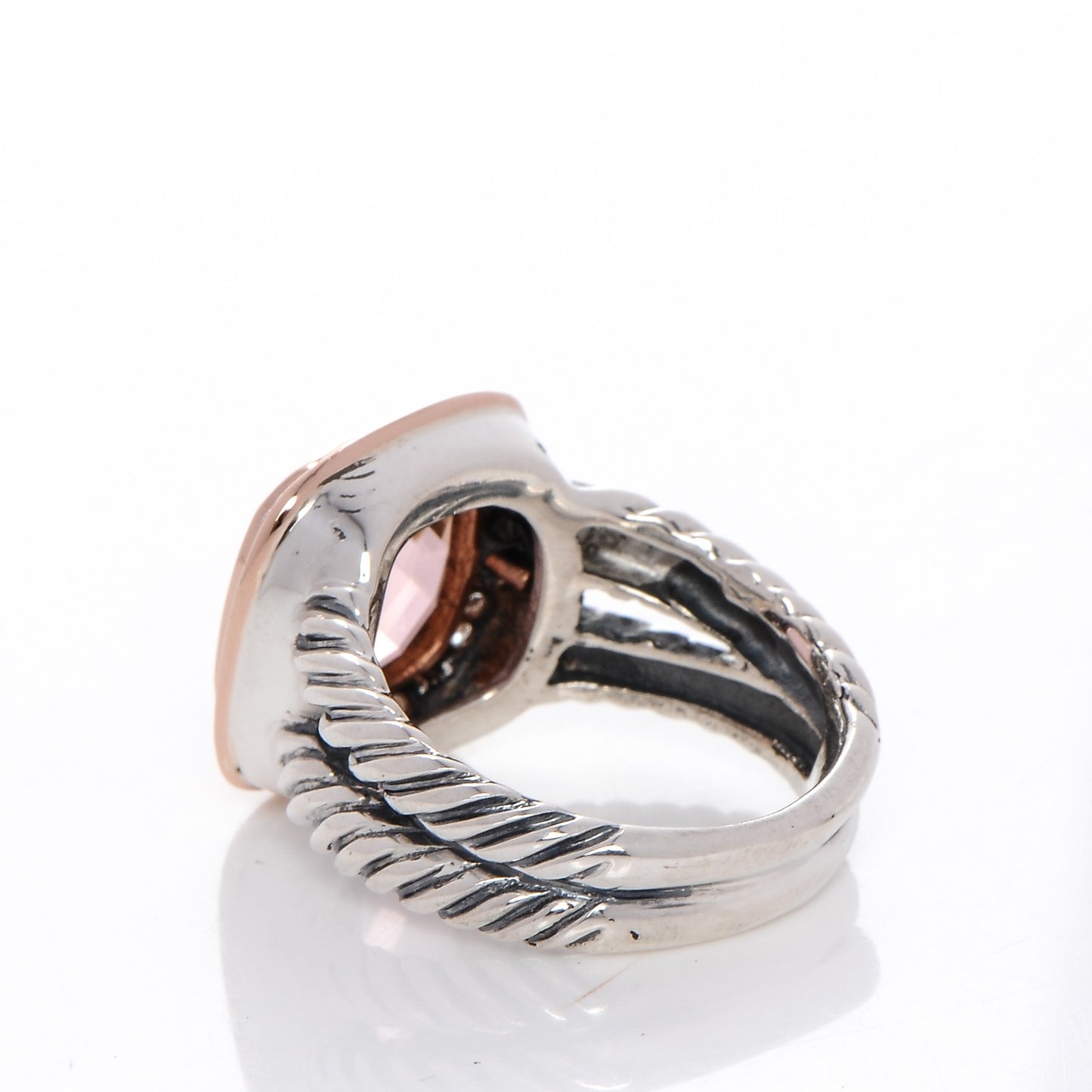 Sterling Silver Rose Gold Diamond Morganite 11mm Albion Ring 53 6.5