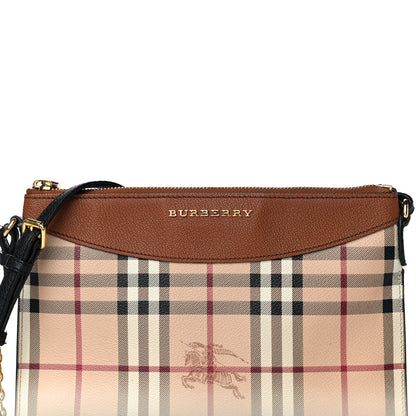 Burberry Haymarket Check Peyton Crossbody Clutch Bag Toffee 8 of 10