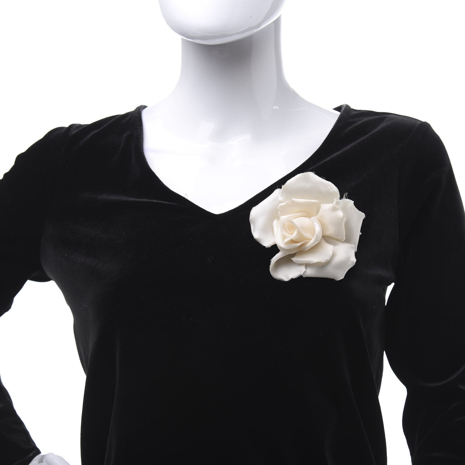 Chanel Fabric Camellia Flower Brooch White 2 of 5