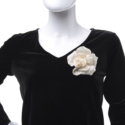 Chanel Fabric Camellia Flower Brooch White 2 of 5