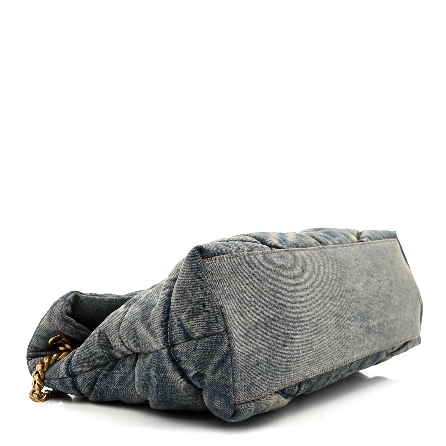 Saint Laurent Denim Quilted Medium Loulou Puffer Monogram Chain Satchel Blue Cinnamon 4 of 10