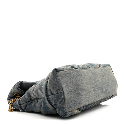 Saint Laurent Denim Quilted Medium Loulou Puffer Monogram Chain Satchel Blue Cinnamon 4 of 10