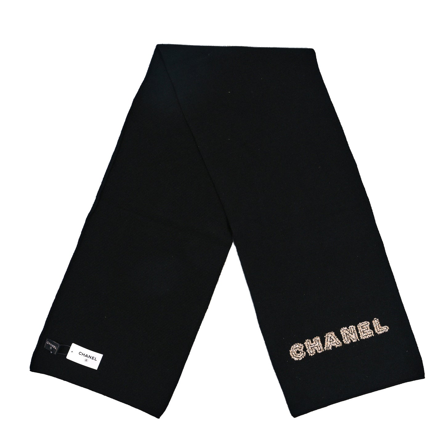 Cashmere Tweed Logo Scarf Black