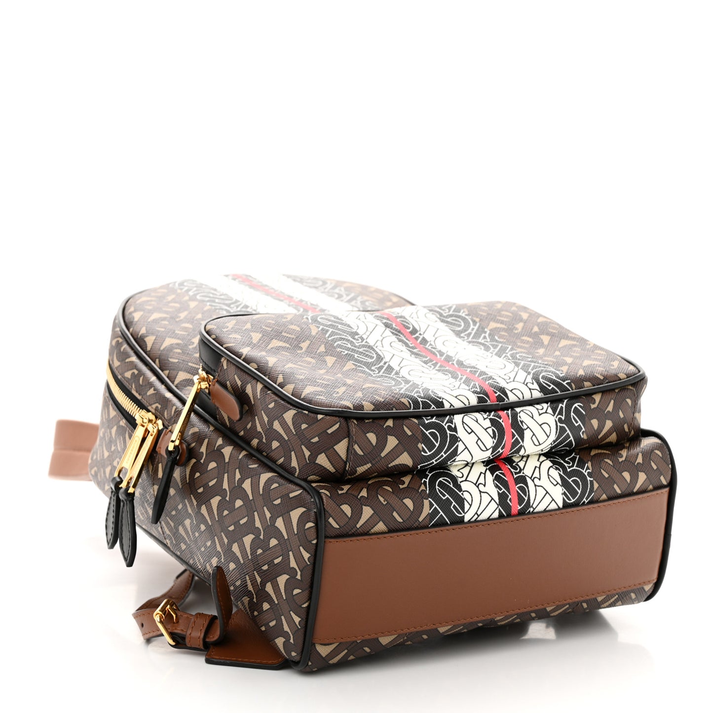 E-Canvas Monogram Stripe TB Backpack Bridle Brown