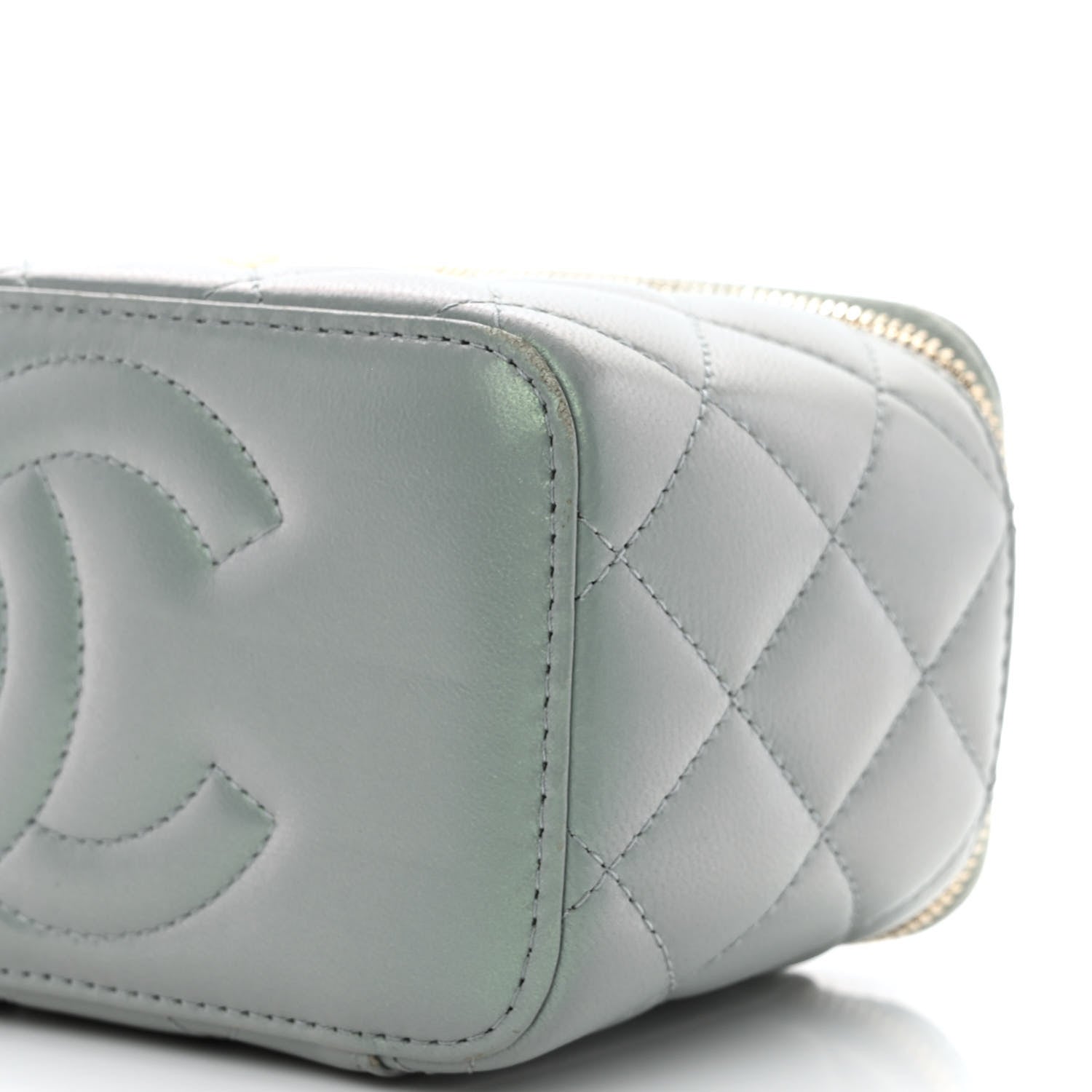 Chanel Metallic Lambskin Quilted Small CC Dynasty Vanity Case With Chain Grey 13 of 14