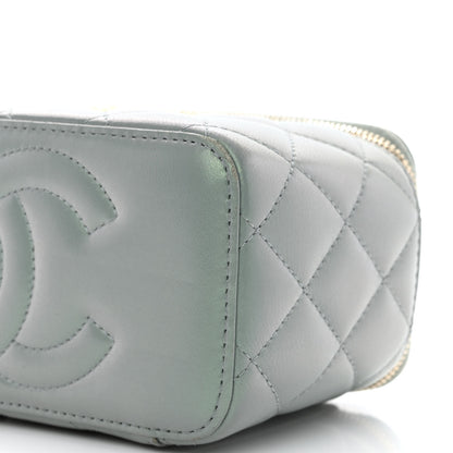 Chanel Metallic Lambskin Quilted Small CC Dynasty Vanity Case With Chain Grey 13 of 14