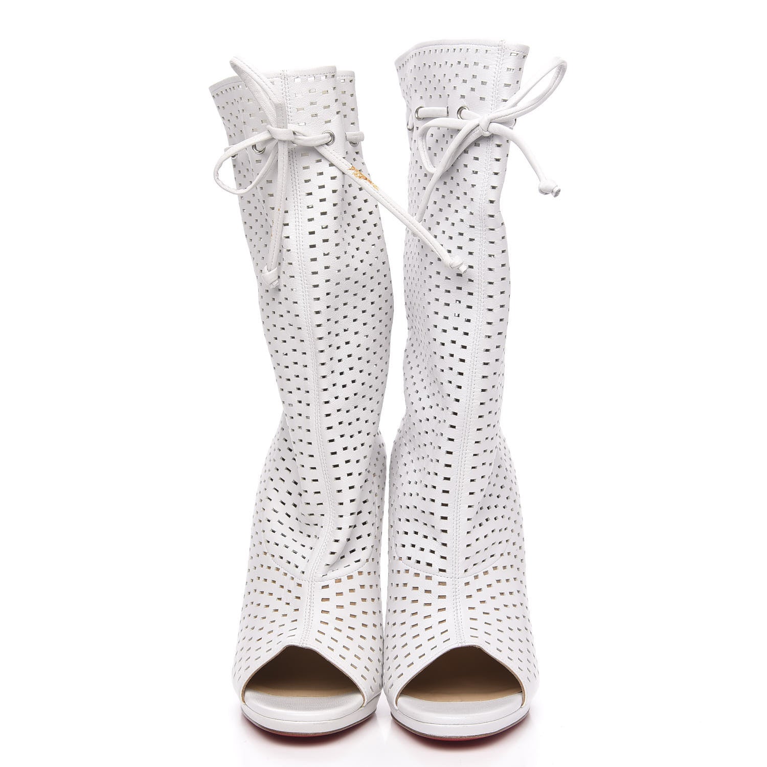 Christian Louboutin Perforated Nappa Suede Jennifer 120 Boots 37 White 2 of 8