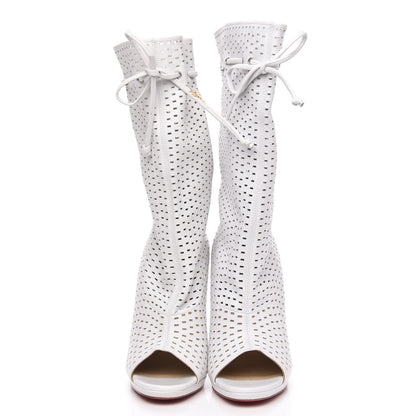 Christian Louboutin Perforated Nappa Suede Jennifer 120 Boots 37 White 2 of 8