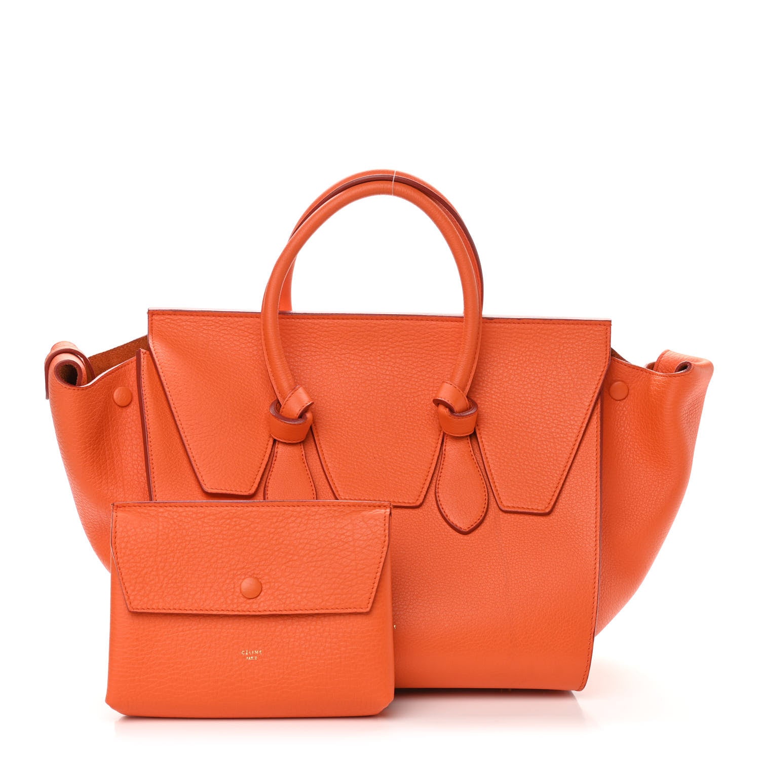 Celine Crisped Calfskin Small Tie Knot Tote Bright Orange 1 of 15