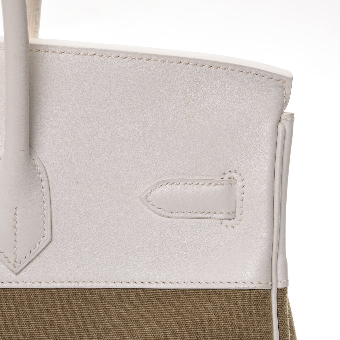 Swift Toile Birkin 35 Blanc Vert Miliatire