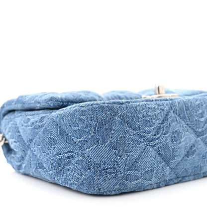 Chanel Denim Quilted Camellia Sweetheart Mini Flap Blue 9 of 11