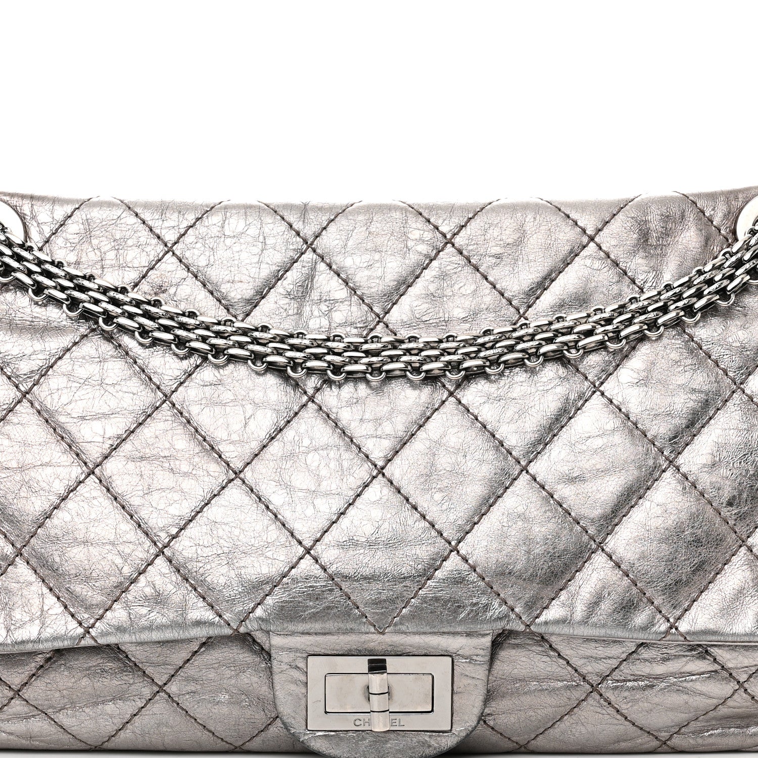 Chanel Metallic Aged Calfskin Quilted 2.55 Reissue 227 Flap Silver 7 of 13