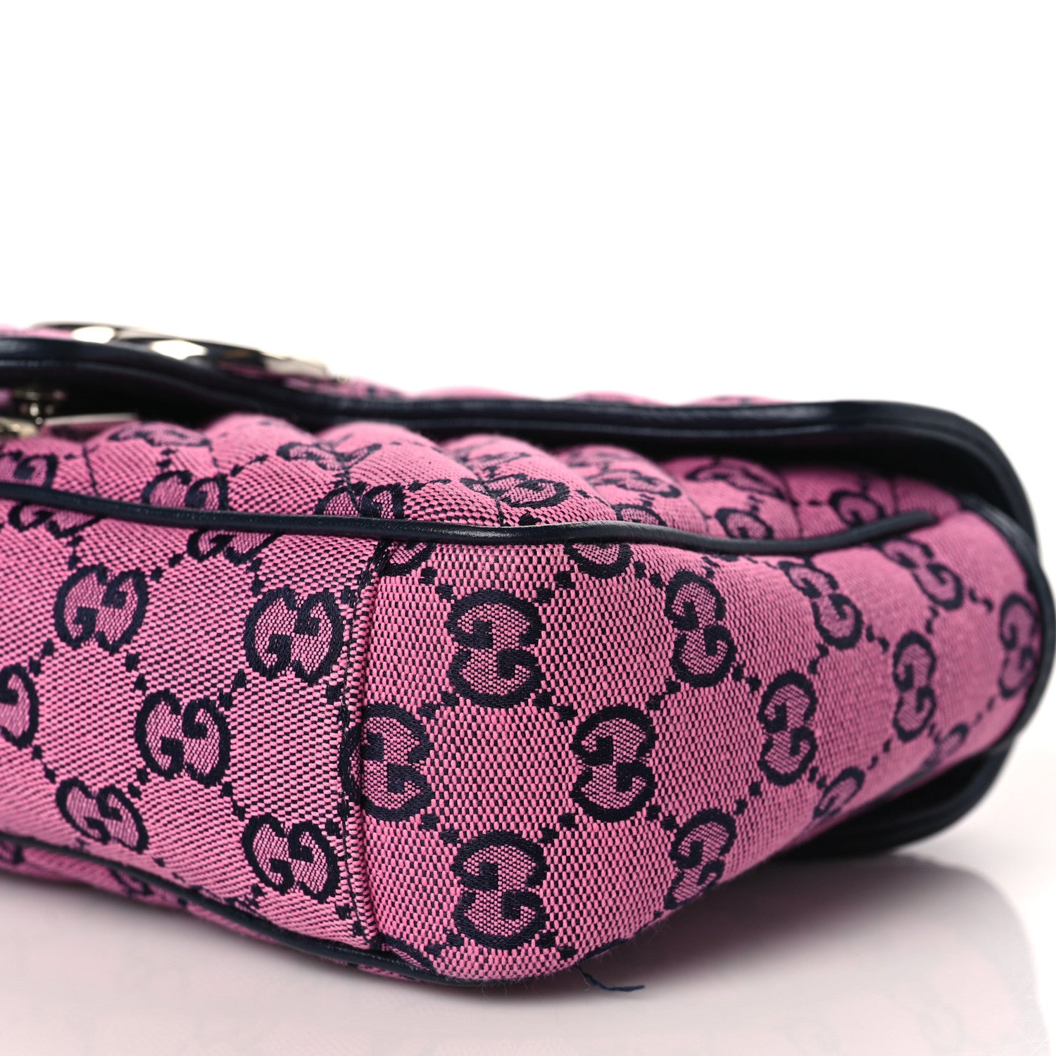 Gucci Monogram Multicolor Matelasse Diagonal Small GG Marmont Shoulder Bag Pink Blue 9 of 9
