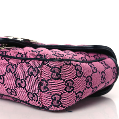 Gucci Monogram Multicolor Matelasse Diagonal Small GG Marmont Shoulder Bag Pink Blue 9 of 9