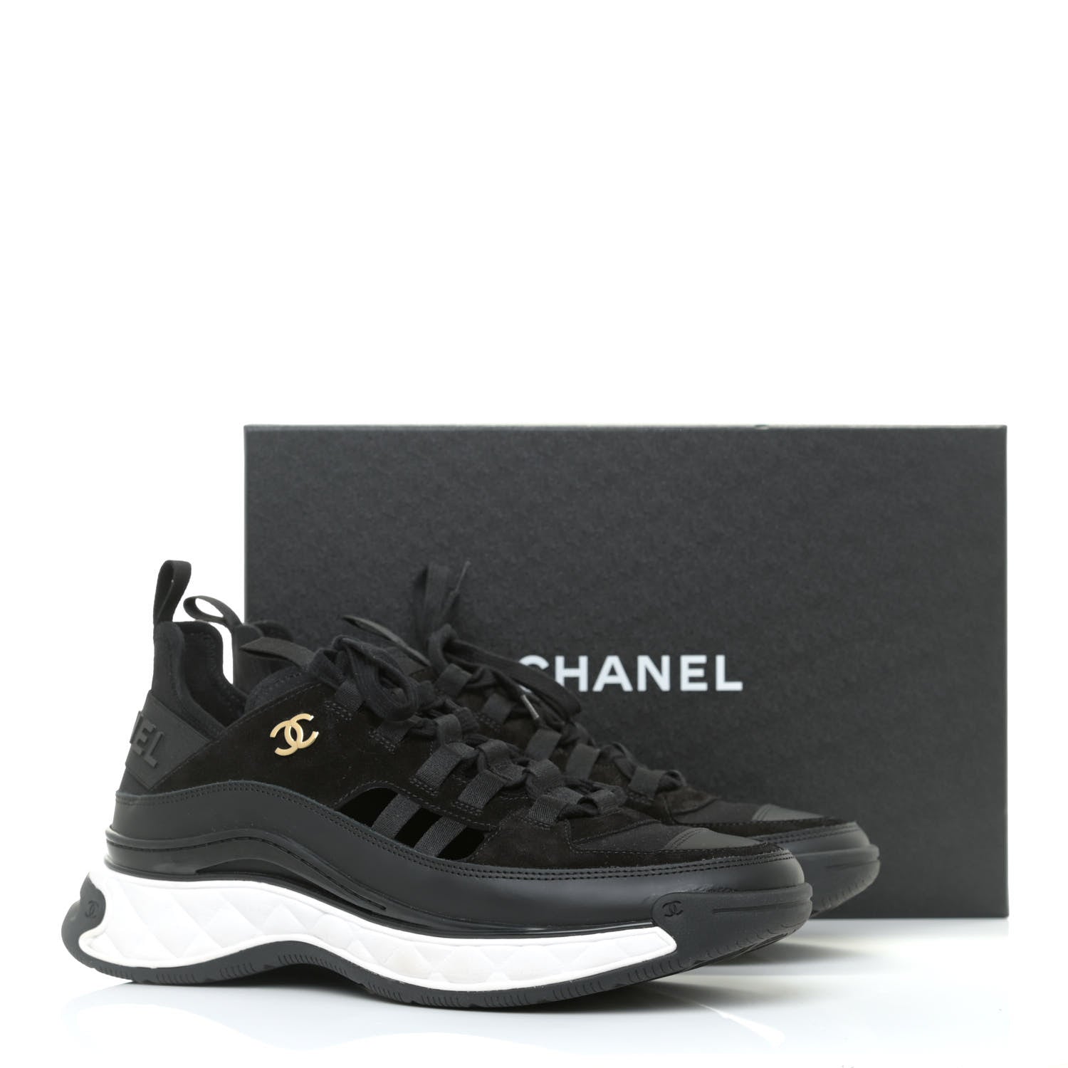 Chanel Velvet Calfskin Mixed Fibers CC Sneakers 41 Black 8 of 8