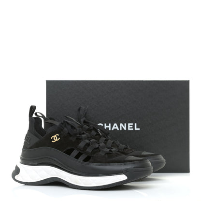 Chanel Velvet Calfskin Mixed Fibers CC Sneakers 41 Black 8 of 8