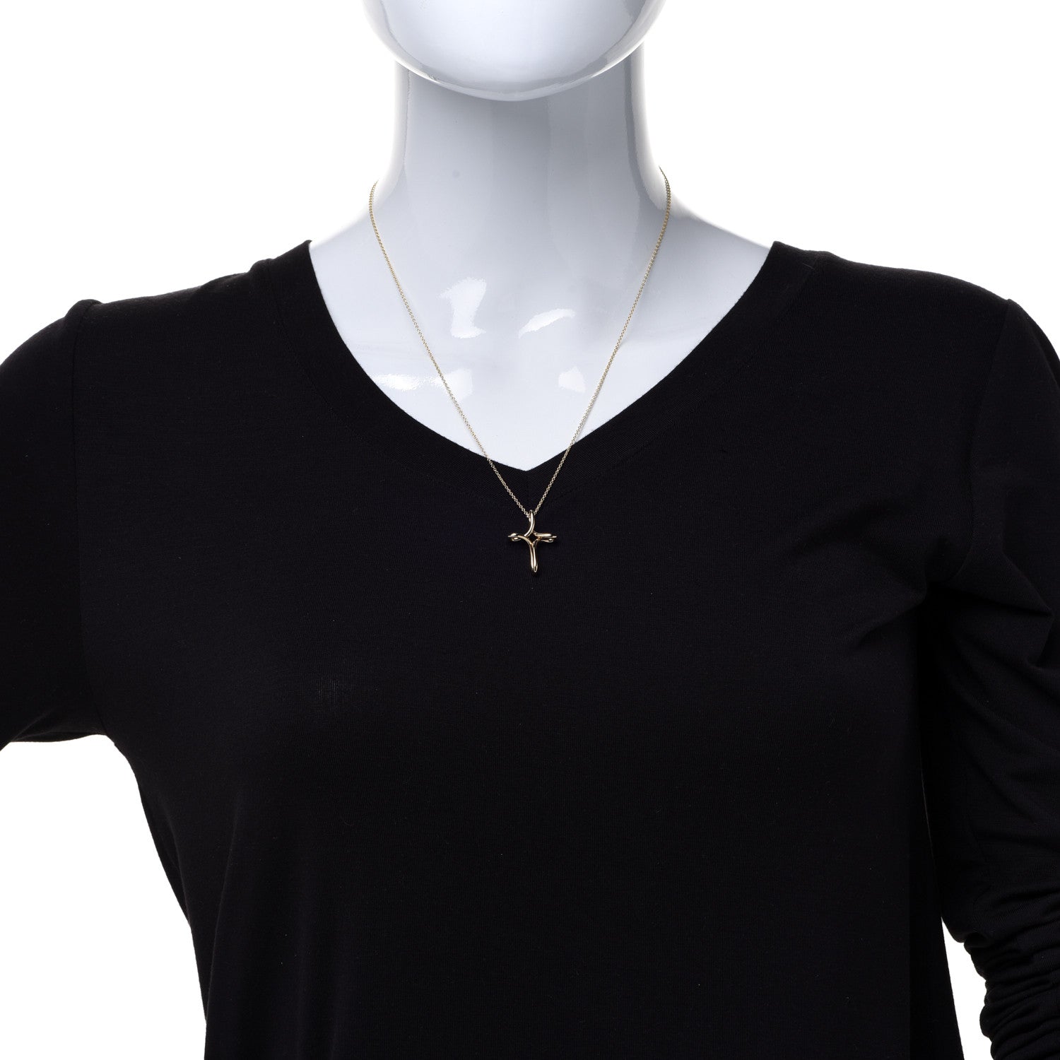 Tiffany 18K Yellow Gold Elsa Peretti Infinity Cross Pendant Necklace 2 of 6