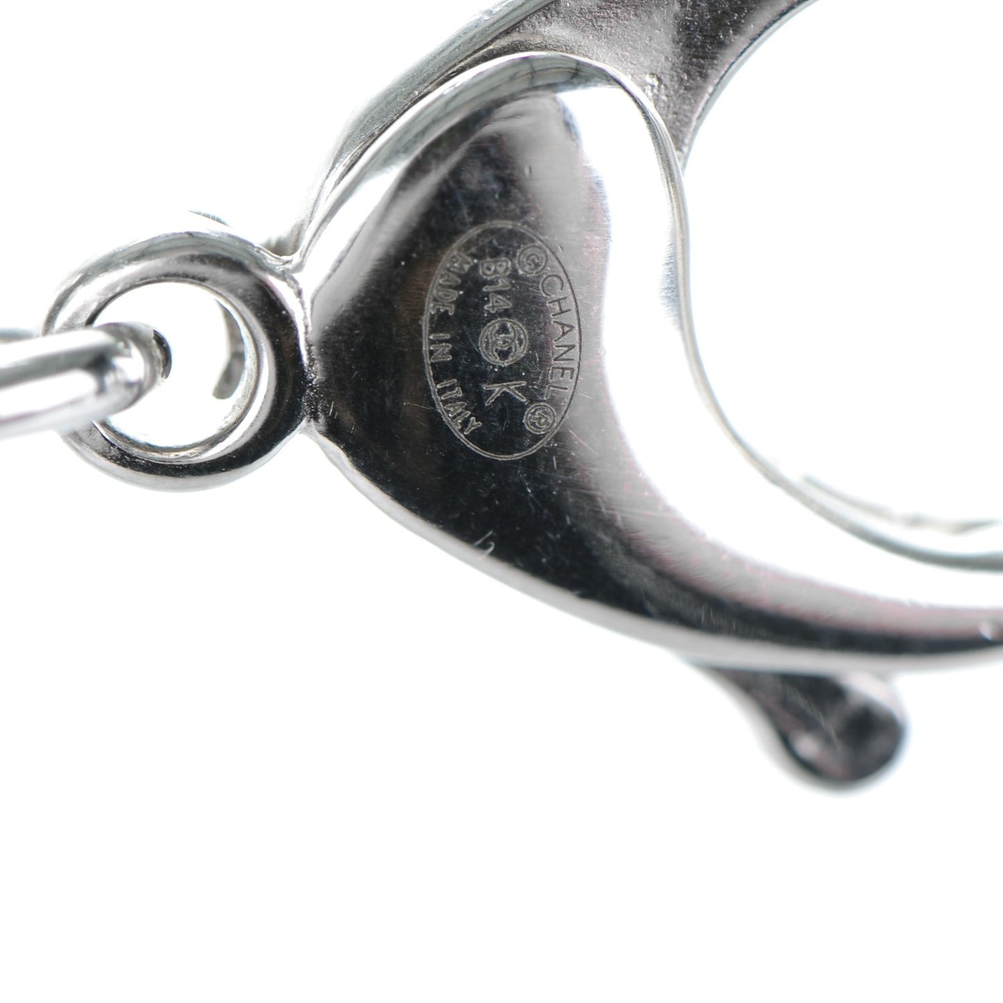 Tweed CC Oversized Padlock Chain Necklace Black Silver