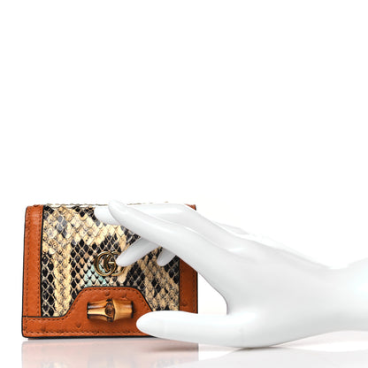 Gucci Snakeskin Ostrich Diana Card Case Butter Ivory Paradise Cloud Natural Gold 2 of 9